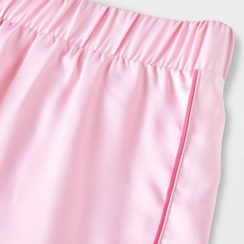 Girls' 2pc Satin Short Sleeve Button Up Pajama Set - art class™, 5 of 6