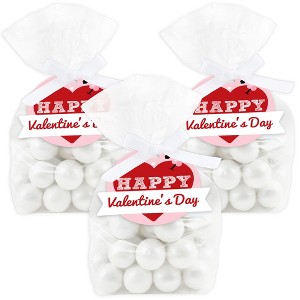Big Dot of Happiness Conversation Hearts - Valentine’s Day Party Clear Goodie Favor Bags - Treat Bags With Tags - Set of 12 - 1 of 4