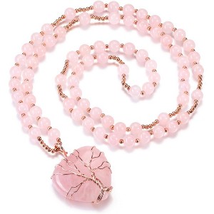 Wire Wrapped Amethyst Necklace Life Tree Gemstone Healing Jewelry Gift - 1 of 4