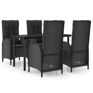 vidaXL Patio Dining Set Black PE rattan Medium Multi-Position Backrest - 1 of 4