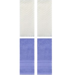 REGALWOVEN 4 Pcs Bathroom Cotton Soft and Absorbent Geometric Hand Towel 13" x 29" - 1 of 4