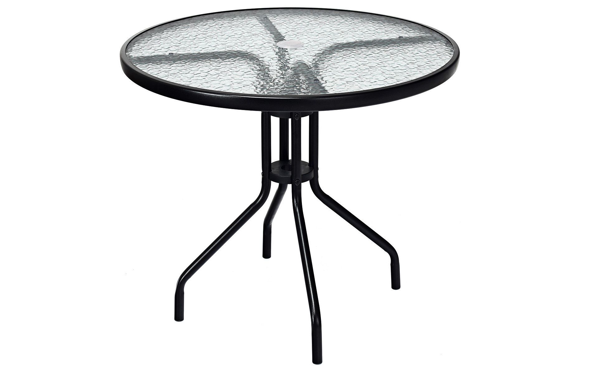 Costway 32''Outdoor Patio Round Table Tempered Glass Top