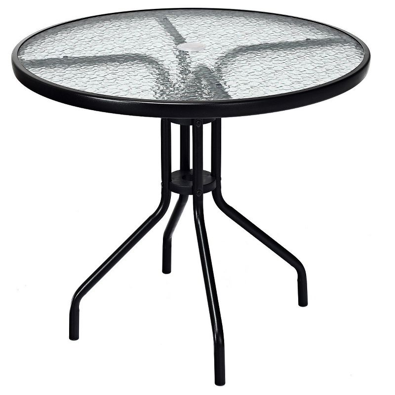 Costway 32''Outdoor Patio Round Table Tempered Glass Top, 1 of 11