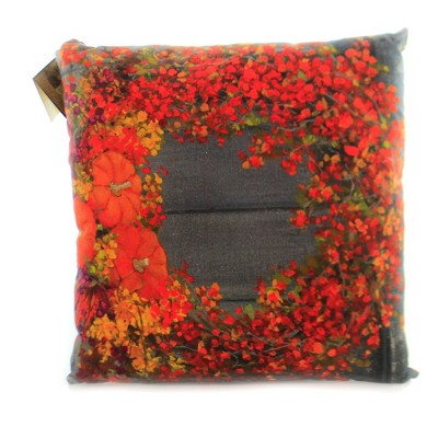 Home Decor 18.5 Inch Bittersweet Harvest Wreath Pillow Pumpkins Flowers Throw Pillows