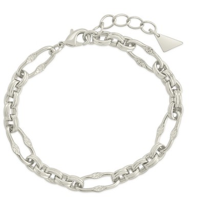 SHINE by Sterling Forever Tegan Textured Long Link Bracelet