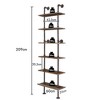Costway 6-Shelf Rustic Pipe Shelving Unit, Vintage Industrial Pipe Wall Shelf Brown - 2 of 4