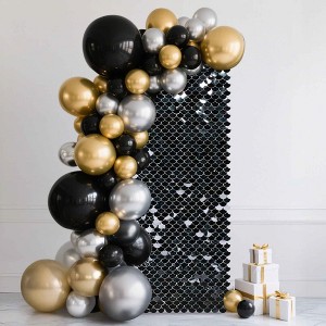 LAGarden 12 Pcs Mermaid Shimmer Wall Backdrop Panel Iridescent Black Sequin Party 3x4 Ft - 1 of 4