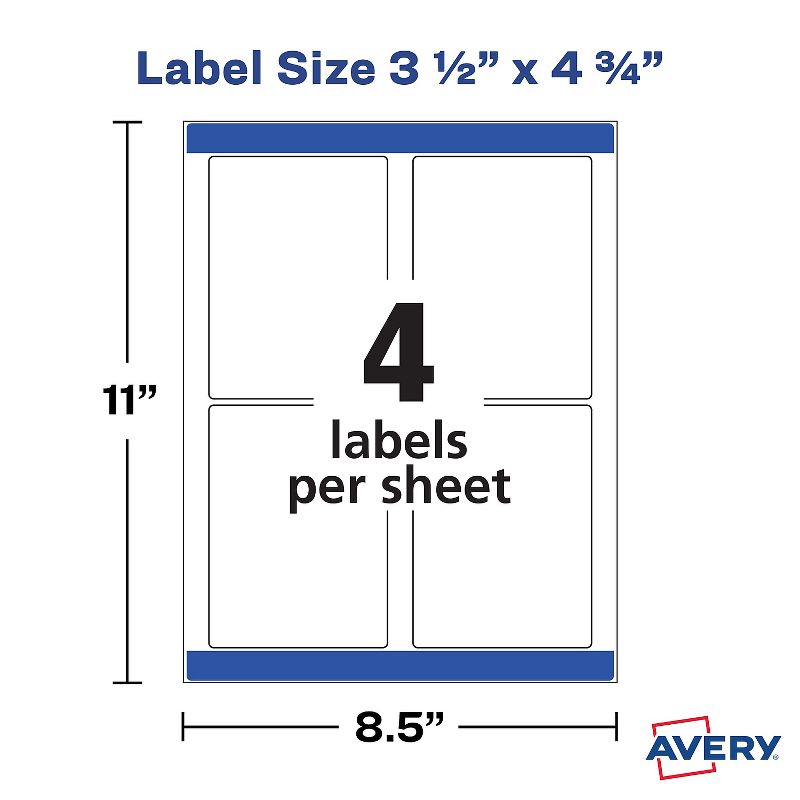 Avery Print-to-the-Edge Removable Labels w/TrueBlock 3 1/2 x 4 3/4 White 32/Pack 22827, 5 of 9