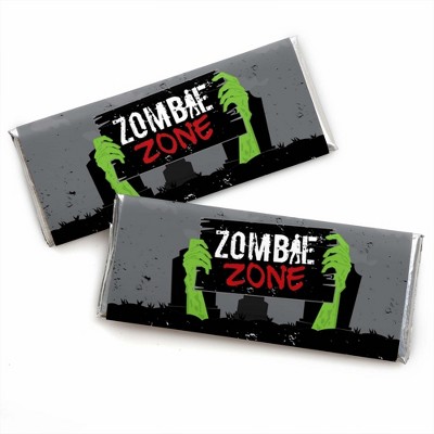 Big Dot of Happiness Zombie Zone - Candy Bar Wrapper Halloween or Birthday Zombie Crawl Party Favors - Set of 24