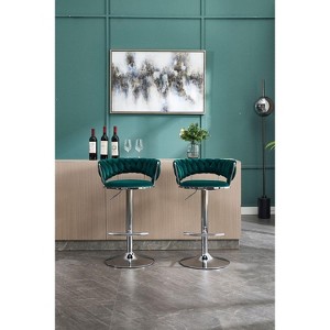 CAVINAS Set of 2 Adjustable Swivel Bar Stools,Velvet Counter Stools with Chrome Footrest & Chrome Base,Bar Chairs for Home Pub & Kitchen Island - 1 of 4