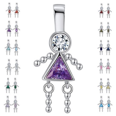 Baby Boy or Girl Birthstone Charm for Mom  Family Tree Grandma Necklace by Ginger Lyne CZ Sterling Silver