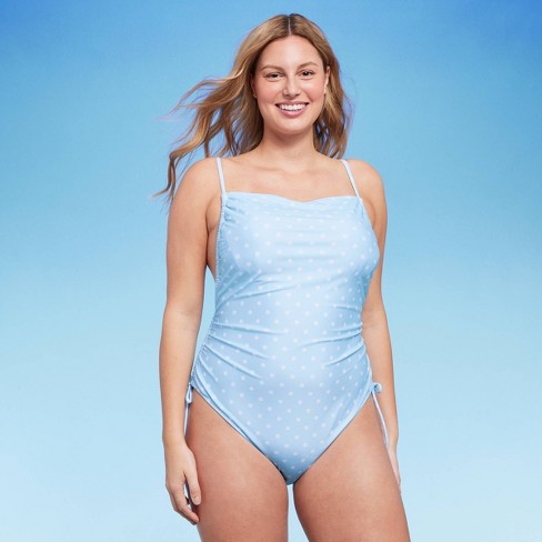 Women's Side-cinch Detail Extra High Leg Cheeky One Piece Swimsuit - Wild  Fable™ Blue : Target