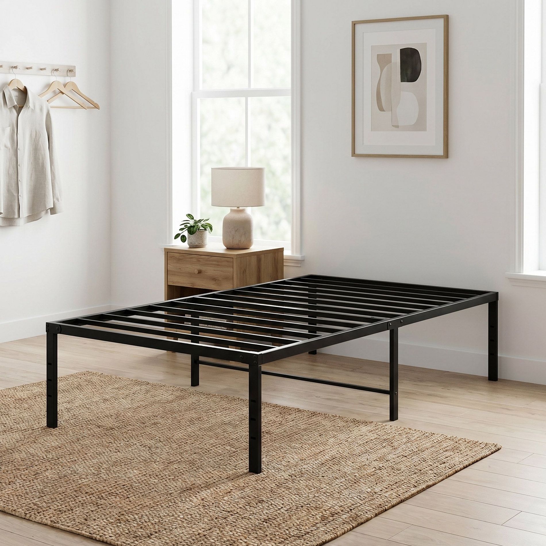 JIONJOY 16" Steel Bed Frame 1000LB, Easy Lock Assembly, Reserved Holes for DIY Headboard, Noise Free, No Box Spring Needed-Twin
