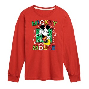 Boys' - Disney - Mickey Mouse Cartoon Pop Long Sleeve Graphic T-Shirt - 1 of 4