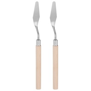 Unique Bargains Stainless Steel Wood Handle Flexible Polished Painting Mixing Scrapers 2 Pcs - 1 of 4