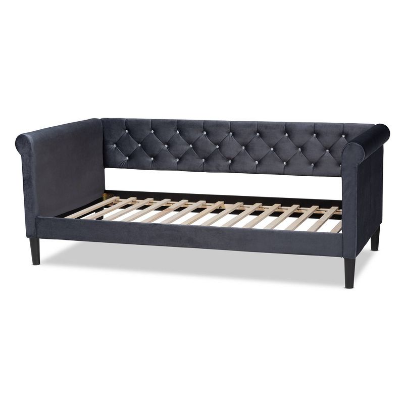 Cora Velvet Fabric Upholstered and Wood Daybed - Baxton Studio, 5 of 13