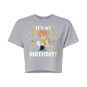 Women's - Disney - Anna It's My Birthday Cropped Graphic T-Shirt - 1 of 4