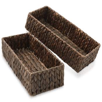 Casafield Bathroom Storage Baskets - Set of 2, Seagrass - Water Hyacinth, Woven Toilet Paper, Tissue, Shelving Bins