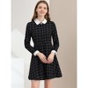 Allegra K Women's Peter Pan Collar Long Sleeve Plaid Shirt Dress - 3 of 4