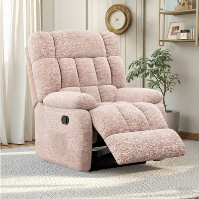 MAYEERTY Ergonomic Recliner Chair for Living Room, 110-161¡ãAdjustable Recline, Footrest, Side Pocket, Creamy-white