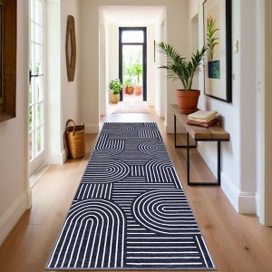 Large Washable Area Rug Modern Abstract Striped Carpet for Living Room Bedroom Dining Room Office, Non-Slip Low-Pile Easy Care - 1 of 4