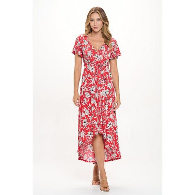 WEST K Women's Georgia Faux Wrap Dress with High-Low Hem and Tie Waist