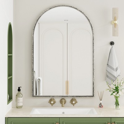 VYNXARIA 35"x24" Arched Mirror,Wall Mirror for Bathroom,Vanity Mirror or Wall Decor Arch Mirror for LivingRoom Bedroom Entryway,Silver