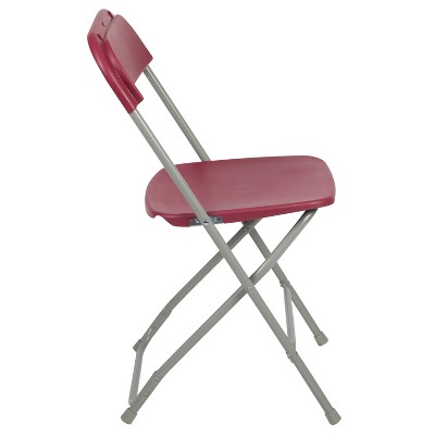 Red and Gray 18 Gauge Steel Stackable Folding Chairs - 10 Pack