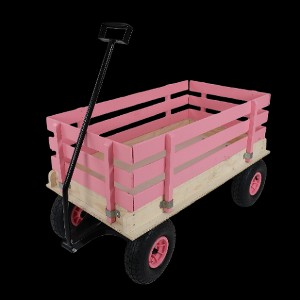 Lyngins Kids' Wooden Garden Cart, All-Terrain Rubber Wheel Wagon Cart with Large Cargo Box, Grocery Cart with Ergonomic Handle, Outdoor Wagon for Kids - 1 of 4