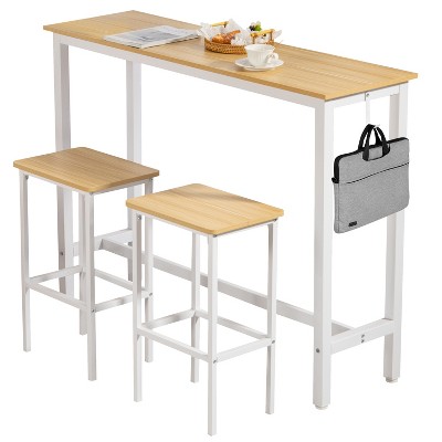 Finnhomy Bar Table Set, 52.7" Pub Table High Top Table, Rectangular Bar Height Table, Bar Table with Stools, Kitchen Table Set for 2