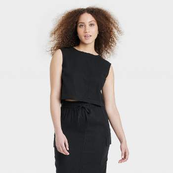 Women's Linen Tank Top - A New Day™ Black/brown Xl : Target