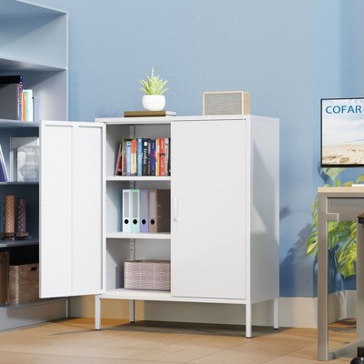 NicBex 3 Drawer File Cabinet with Lock and 2 Doors,Office Cabinet with Metal Handles,Modern Storage Cabinet,Filing Cabinet for Home Office