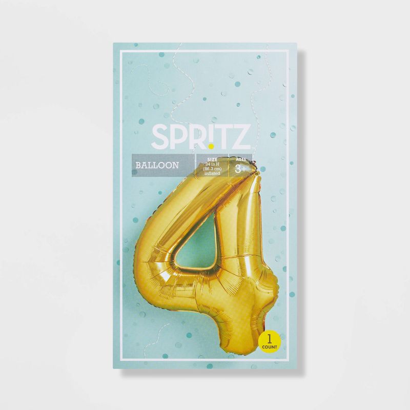34&#34; Number 4 Foil Balloon - Spritz&#8482;, 5 of 8