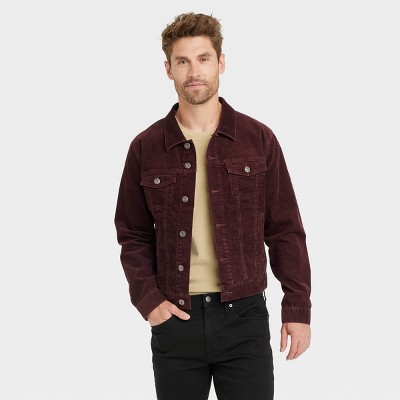 Men's Corduroy Trucker Jacket - Goodfellow & Co™ Dark Red XL