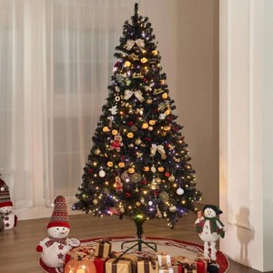 GOTGELIF Pre-Lit Stunning Holiday Tree Black 6Ft Christmas Tree with Twinkling Lights Xmas Decoration - 1 of 4