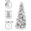 Perfect Holiday 7.5' Slim Snow Flocked Atka Christmas Tree with Metal Stand and Instant Connect - 3 of 4