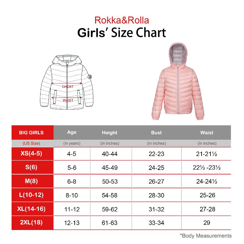 Rokka&Rolla Girls' Ultra-Light Packable Down Jacket, 3 of 14