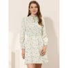 INSPIRE CHIC Women's Smocked Waist Tie Neck Floral Long Sleeve Dress - 2 of 4