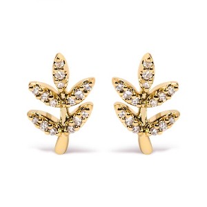 Haus of Brilliance 10K Yellow Gold 1/10 Cttw Diamond Accented Leaf and Branch Stud Earrings - 1 of 4
