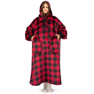 PAVILIA Wearable Blanket Hoodie Adults, Faux Shearling Cozy Oversized Hooded Sweatshirt, Warm Fleece Two Pockets - 1 of 4