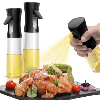 Set of 2 Black Glass Oil Sprayer Bottles 300ml