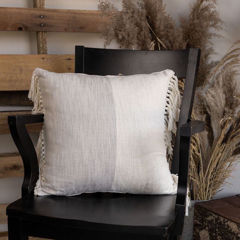 18X18 Inch Hand Woven Color Block Pillow Gray Cotton With Polyester Fill by Foreside Home & Garden, 2 of 6