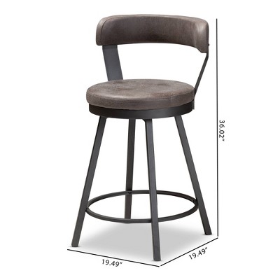 Arcene Gray Swivel Wood and Metal Counter Stool Set