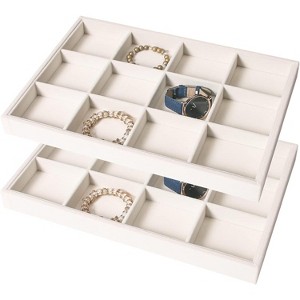 2-Piece Stackable 24-Grid Jewelry Organizer Tray Set for Multiple Jewelry Types - 1 of 4