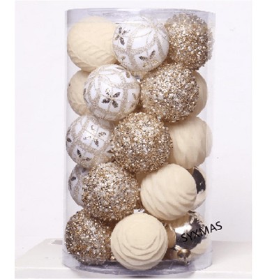 TackView 25PCS Christmas Ball Ornaments, 2.36In Velvet Flocked Christmas Tree Hanging Decor for Xmas Party Indoor Outdoor Decor