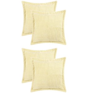 Unique Bargains 4 Pcs Solid Wide Bordered Corduroy Striped Throw Pillow Covers for Home Decorations - 1 of 4