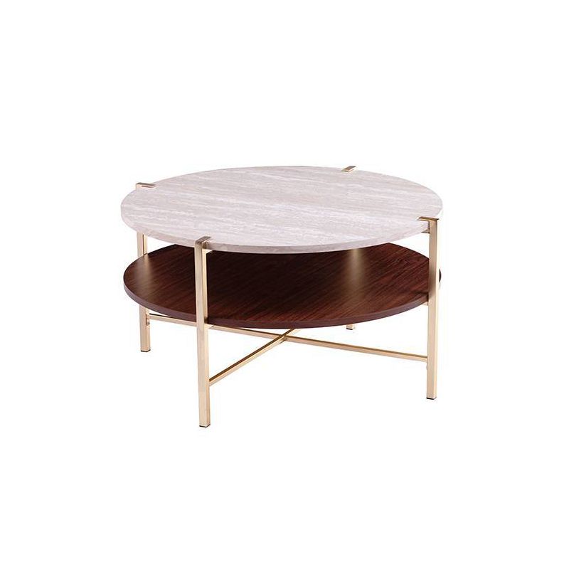 Amelia Round Faux Marble Cocktail Table Brass - Aiden Lane, 4 of 7
