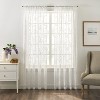 Ellis Curtain Brewster 100% Polyester Embroidered Sheer Rod Pocket Curtain Panel White - 2 of 4