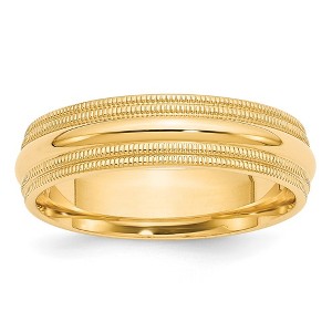 Black Bow Jewelry 6mm 10K White or Yellow Gold Double Milgrain Edge Comfort Fit Band - 1 of 4