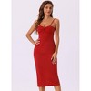 Allegra K Women's Spaghetti Straps Sleeveless Ruched Twist Front Pencil Dresses - 4 of 4